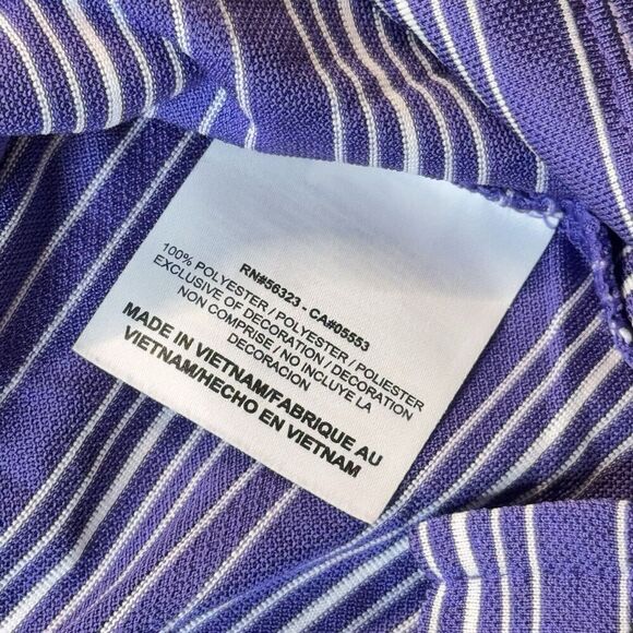 Nike Golf Dri Fit Shirt Mens XL Purple Striped Short Sleeve Polo Rugby Swoosh - Picture 8 of 14